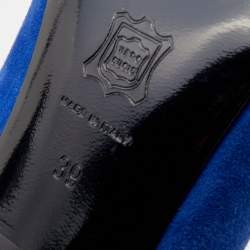 Pierre Hardy Blue Suede Open Toe Pumps Size 39