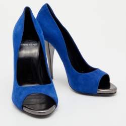 Pierre Hardy Blue Suede Open Toe Pumps Size 39