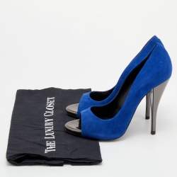 Pierre Hardy Blue Suede Open Toe Pumps Size 39