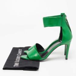 Pre Owned Pierre Hardy Green Leather Ankle-Strap Sandals Size 38