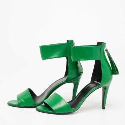 Pre Owned Pierre Hardy Green Leather Ankle-Strap Sandals Size 38