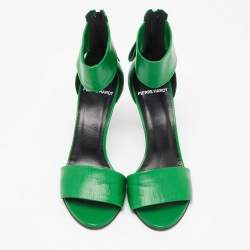 Pre Owned Pierre Hardy Green Leather Ankle-Strap Sandals Size 38
