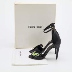 Pre Owned Pierre Hardy Black Leather Eye Detail Ankle Strap Sandals Size 37