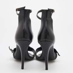 Pre Owned Pierre Hardy Black Leather Eye Detail Ankle Strap Sandals Size 37