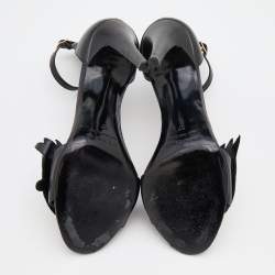 Pre Owned Pierre Hardy Black Leather Eye Detail Ankle Strap Sandals Size 37