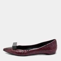 Pierre Hardy Plum Python Leather Pointed Toe Ballet Flats Size 38