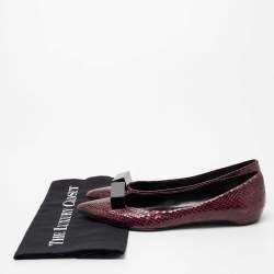 Pierre Hardy Plum Python Leather Pointed Toe Ballet Flats Size 38