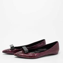 Pierre Hardy Plum Python Leather Pointed Toe Ballet Flats Size 38
