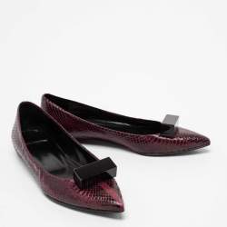 Pierre Hardy Plum Python Leather Pointed Toe Ballet Flats Size 38