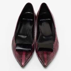 Pierre Hardy Plum Python Leather Pointed Toe Ballet Flats Size 38