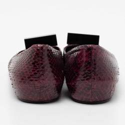 Pierre Hardy Plum Python Leather Pointed Toe Ballet Flats Size 38