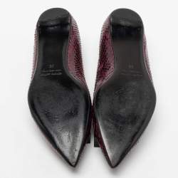 Pierre Hardy Plum Python Leather Pointed Toe Ballet Flats Size 38