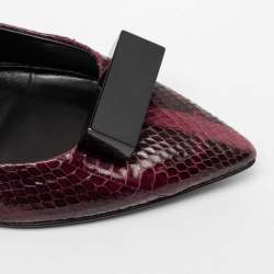 Pierre Hardy Plum Python Leather Pointed Toe Ballet Flats Size 38