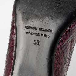 Pierre Hardy Plum Python Leather Pointed Toe Ballet Flats Size 38