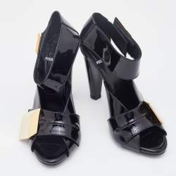 Pre Owned Pierre Hardy Black Patent Leather Embellished Sandals Size 37.5