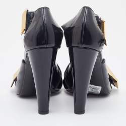 Pre Owned Pierre Hardy Black Patent Leather Embellished Sandals Size 37.5