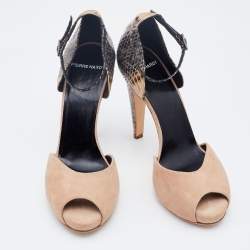 Pierre Hardy Multicolor Suede and Water Snake Platform Ankle Strap Sandals Size 38
