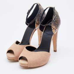 Pierre Hardy Multicolor Suede and Water Snake Platform Ankle Strap Sandals Size 38