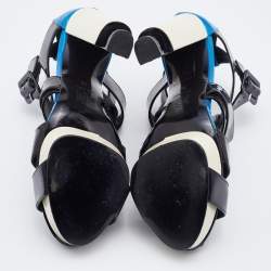 Pierre Hardy Black/Blue Patent Leather Caged Ankle Strap Sandals Size 38