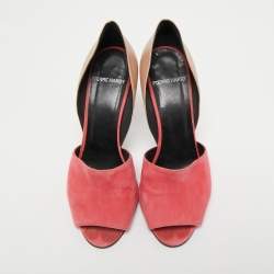 Pierre Hardy Beige/Pink Leather and Suede Pumps Size 37