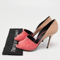 Pierre Hardy Beige/Pink Leather and Suede Pumps Size 37