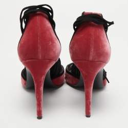 Pierre Hardy Pink Velvet and Suede Peep-toe Ankle Wrap Pumps Size 39