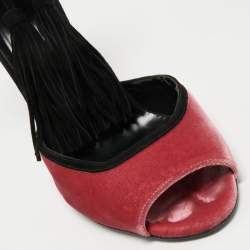 Pierre Hardy Pink Velvet and Suede Peep-toe Ankle Wrap Pumps Size 39