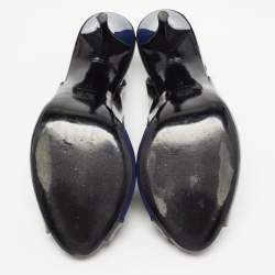 Piere Hardy Black/Blue Fabric and Patent Leather Slingback Pumps Size 41