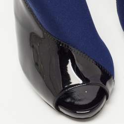 Piere Hardy Black/Blue Fabric and Patent Leather Slingback Pumps Size 41