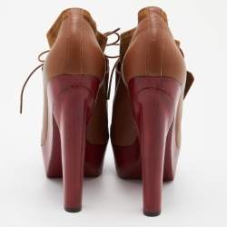 Pierre Hardy Brown Leather and  Suede Platform Ankle Length Booties Size 38