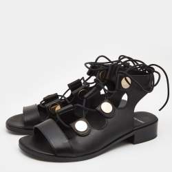 Pierre Hardy Black Leather Gladiator Sandals Size 39