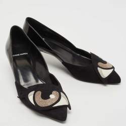 Pre Owned Pierre Hardy Black Patent Leather and Suede Oh Roy Eye Pumps Size 39