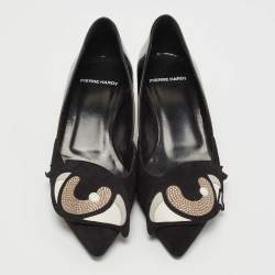 Pre Owned Pierre Hardy Black Patent Leather and Suede Oh Roy Eye Pumps Size 39