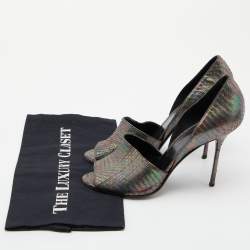 Pre Owned Pierre Hardy Multicolor Holographic Watersnake Leather Open Toe Pumps Size 39.5