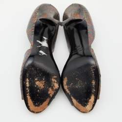 Pre Owned Pierre Hardy Multicolor Holographic Watersnake Leather Open Toe Pumps Size 39.5