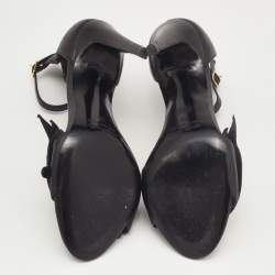 Pierre Hardy Black Leather Eye Detail Ankle Strap Sandals Size 38