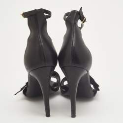 Pierre Hardy Black Leather Eye Detail Ankle Strap Sandals Size 38