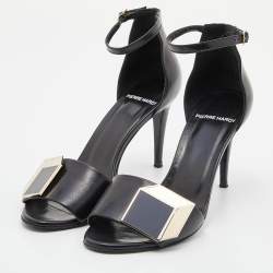 Pre Owned Pierre Hardy Black Leather Embellished Ankle Strap Sandals Size 37