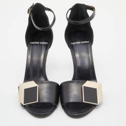 Pre Owned Pierre Hardy Black Leather Embellished Ankle Strap Sandals Size 37