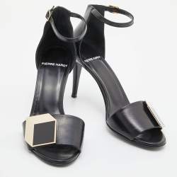 Pre Owned Pierre Hardy Black Leather Embellished Ankle Strap Sandals Size 37