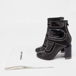 Pierre Hardy Black  Patent and Leather Zip Up Ankle Boots Size 37