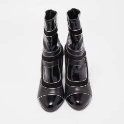 Pierre Hardy Black  Patent and Leather Zip Up Ankle Boots Size 37