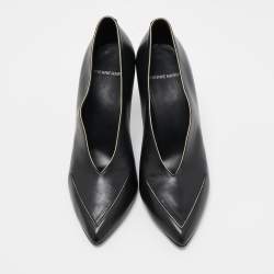 Pierre Hardy Black Leather V Neck Pointed Toe Pumps Size 38