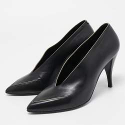 Pierre Hardy Black Leather V Neck Pointed Toe Pumps Size 38