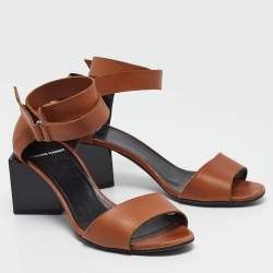 Pierre Hardy Brown Leather Ankle Wrap Sandals Size 37