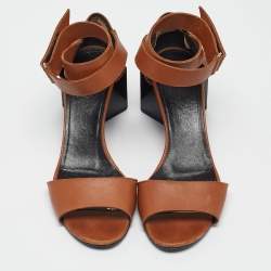 Pierre Hardy Brown Leather Ankle Wrap Sandals Size 37