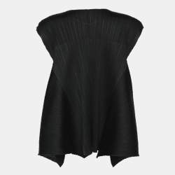 Pre Owned Pleats Please by Issey Miyake Black Plisse Sleeveless Top XL
