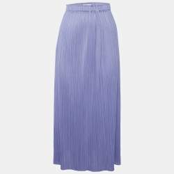 Pleats Please By Issey Miyake Purple Crepe Pleated Midi Skirt L