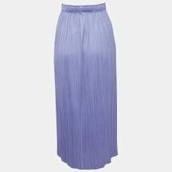 Pre Owned Pleats Please By Issey Miyake Purple Crepe Pleated Midi Skirt L