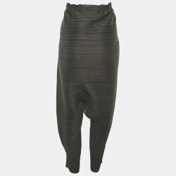 Pre Owned Pleats Please By Issey Miyake Olive Green Pleated Harem Pants L